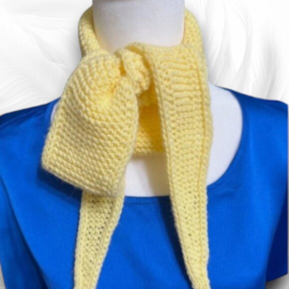 Handmade Yellow Knitted Neck Scarf – Soft Cozy Accessory - Picture 2 of 8